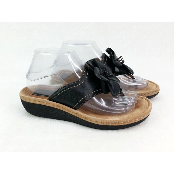 Clarks Artisan Latin Samba Black Leather Flip Flop Thong Sandals Women's Sz 8 M - Picture 1 of 11